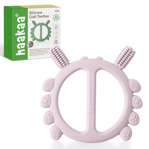Image of Haakaa Silicone Crab Baby Teether,Baby Toys,360°Baby Toothbrush Head for Infant Self-Brushing Training,Food-Grade Silicone,Lavender