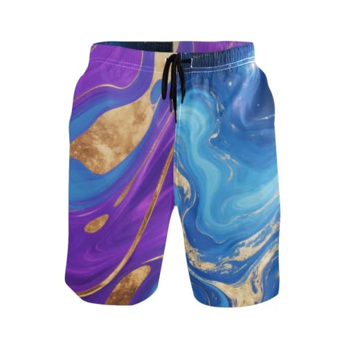 Short de bain élastique pour homme bleu et doré long de 22,9 cm - 3
