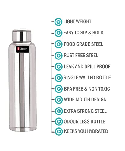 Image of Silvester Stainless Steel Water Bottle, Fridge Bottle,Steel Sports Bottle, Steel Bottle, Steel Gym,Office, Water Bottle for college /Fridge /Sports /Gym /Office-1000 ml (Silver)