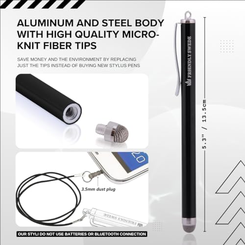 The Friendly Swede ST-LOMMA-MBLABLAGRY-3P-00 Micro-Knit Mesh Tip Capacitive Stylus Pens For Touch Screens With Replaceable Fiber Tip, Stylus Pen For Ipad, Ipad Pen, Ipad Stylus, Styluses thumb #6