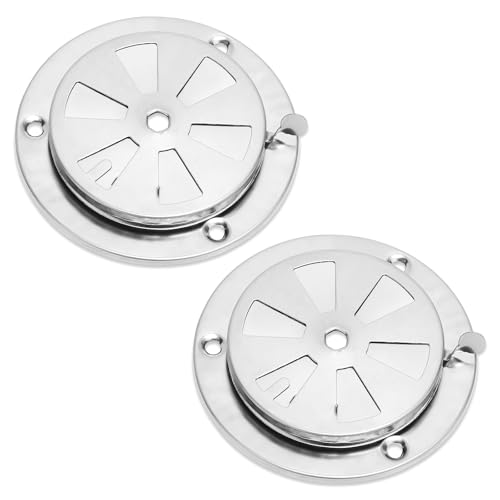 2pcs BBQ Grill Air Vent Damper, Stainless Steel Grill Exhaust Vent Smoke Air Vent Set Grilling Vent Replacement Parts for Adjusting Airflow for Grill Stove and Smoker