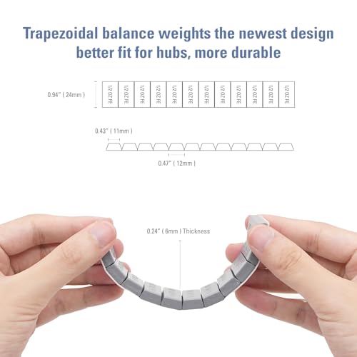 CKAuto 1/2oz Trapezium Adhesive Stick on Wheel Weights,EasyPeel Tape, 72oz/Box, US Quality(144pcs) Grey by CKAuto - Image 2