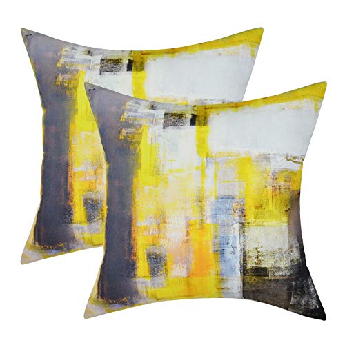 LighSele Fundas de cojín de 45x45 pulgadas, color amarillo y gris, paquete de 2 fundas de cojín modernas de arte abstracto, sala de estar, dormitorio (18x18 pulgadas) Cover
