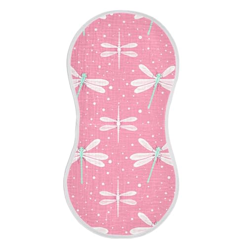 J JOYSAY Dragonfly Polka Dot Rose Baby Burp Cloths for Boys Girls Large 22''x11'' Cotton 4 Layer Milk Spit Up Rags for Boy Spit Up one sizex1