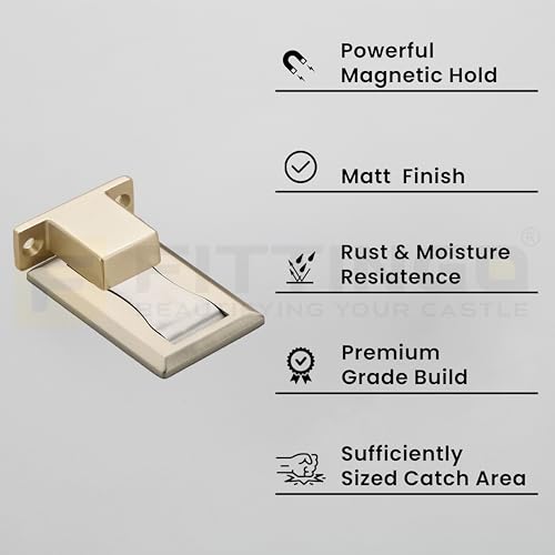 Image of Premium Concealed Magnetic Door Stopper /Door Stopper Magnetic /Stainless Steel Floor Mount Door Magnet /Stylish Stopper for Home /Office and Hotels - Matt Finish - Square - (Pack of 1)