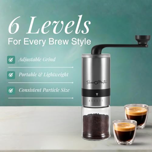 Image of Manual Coffee Bean Grinder, 6 Adjustable Grind Settings