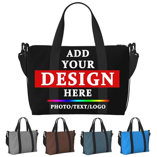 Personalized Custom Gym Travel Sports Duffle Bag for Women & Men, Customized Photo Text Getaway Weekend Overnight Bag