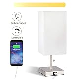 USB Bedside Table Lamp, COOLWEST Modern Table & Desk Lamp with Useful USB Chargi...