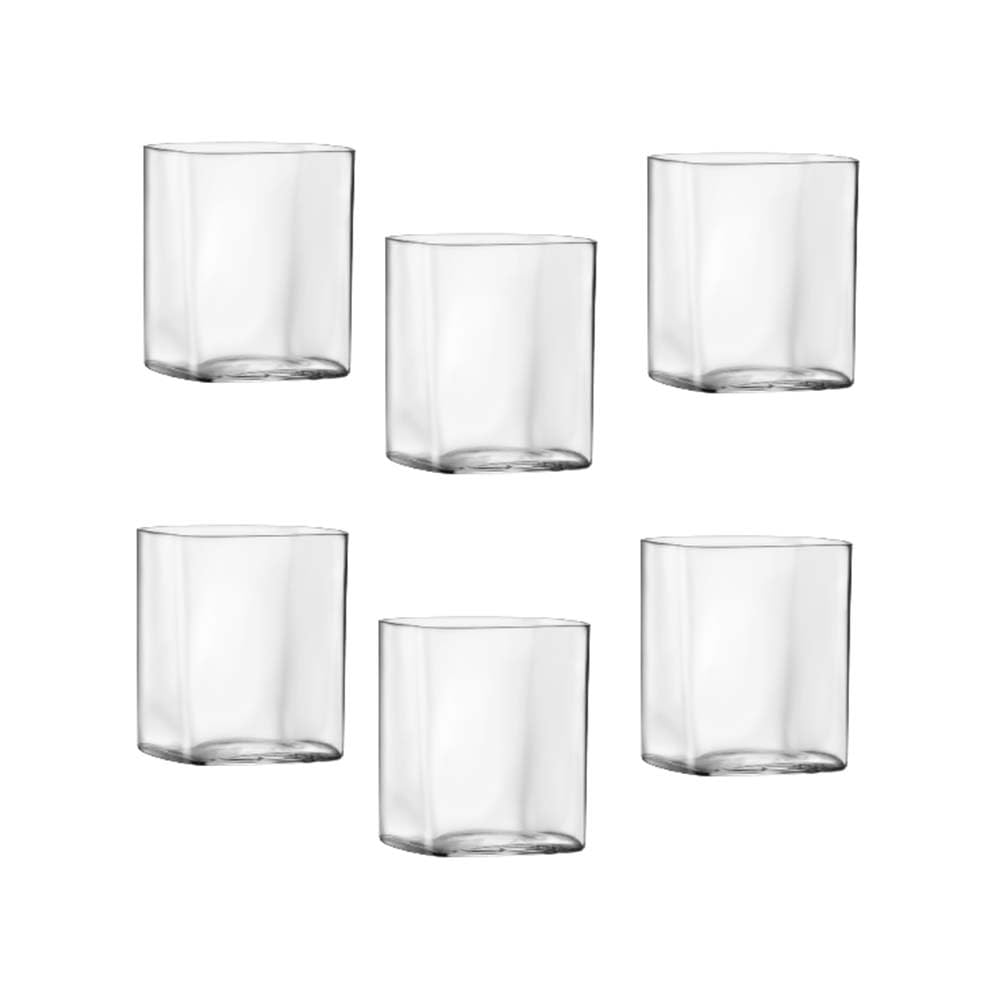 Set Caraffa 1L e 6 Bicchieri Rocks 35cl Accademia in Vetro Sonoro SON.hyx Brocca Ergonomica e Calici Quadrati Alta Resistenza per Whisky Cocktail Acqua Uso Domestico e Professionale Trasparente