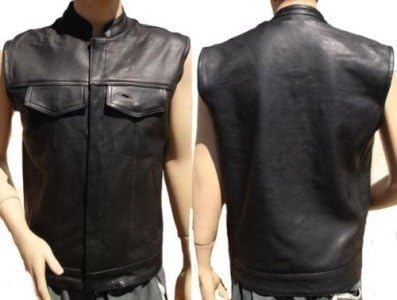LEATHER MOTORCYCLE CLUB VEST SONS OF ANARCHY STYLE Size: 42, 44, 46, 48, 50, 52, or 54 Chest Size.