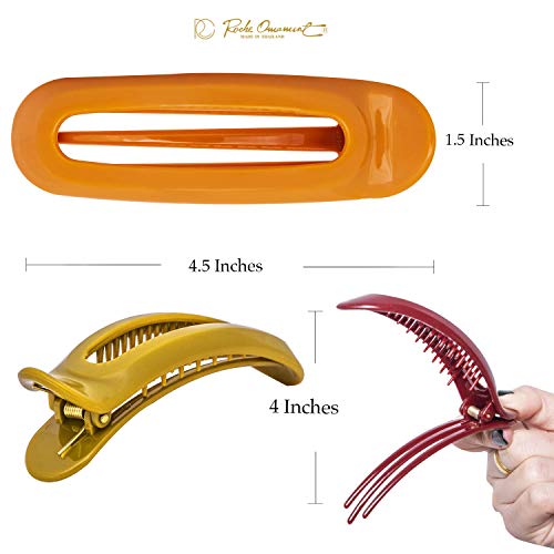 Rc Roche Ornament 6 Pcs Womens French Barrette Classic Duckbill Alligator Eyelet Oval Hair Decor Clips Side Slide Firm Grip Beauty Accessory Plastic Styling Pin Clamps, Medium Classic Multicolor #TOP3