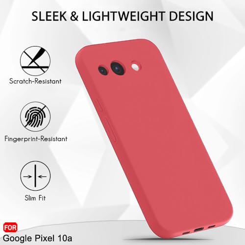 Image of TheGiftKart Genuine Liquid Silicone Back Cover Case for Google Pixel 10A | Soft Micro-Fibre Lining Inside | Camera Protection Bump | Shockproof Cover Case for Google Pixel 10A (Silicone, Berry)