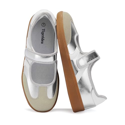 Image of Mary Jane Sneakers for Women Slip on Ballet Flats Walking Retro Sneakers | Round Toe Mary Jane Shoes,Hook and Loop,Lightweight Footwear,Women Fashion Sneakers for Walking, Travel, Workout, Daily Wear