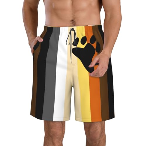 Men's Bear-Pride Flag Swim Trunks Beach Board Shorts Quick Dry Holiday Shorts