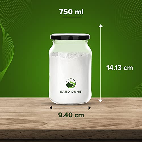 Image of SAND DUNE Storage Glass Jar Set, Transparent | BPA Free | Storage Jar Containers /Barni for Kitchen for Aachar Pickle, Dry Fruits and Spices (750 ml, Pack of 2)