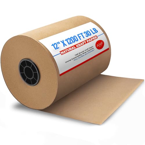 ANF Brands (12 x 1200 feet) - Natural Kraft Paper for Packing Shipping Void Filling and Kids Art Projects 30 Lb. Basis Weight