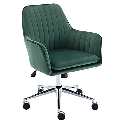 Golden Beach Velvet Fabric Home Office Chair Mid-Back Desk Chair Mordern Comfort Task Chair with Side Arms Adjustable Height Computer Chair Fit for Meeting and Reception (Green)