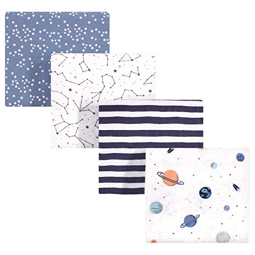 Image of Hudson Baby Unisex Baby Cotton Flannel Receiving Blankets, Space, One Size