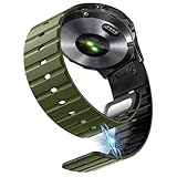 Strong Magnetic Sport Bands Compatible for Garmin Fenix 8/7/6/5 Band,Quick Fit 22mm Adjustable Silicone Wrist Strap with Stainless Steel Clasp for Forerunner 935/945/Epix Gen 2/Approach S62/S60/MARQ (Army, 22MM)