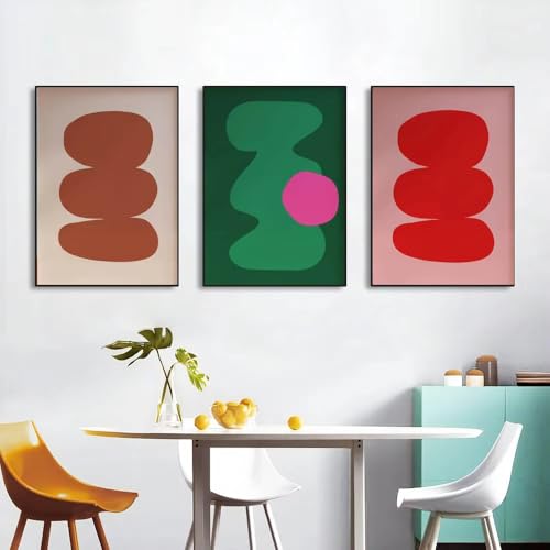 Tableaux muraux abstraits AEFOUU : lot de 3 toiles minimalistes rouge et vert pour salon