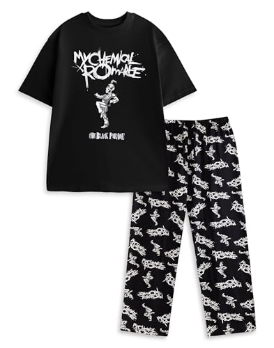 Vanilla Underground My Chemical Romance Mens Black Short Sleeve Long Leg Pyjama Set | The Black Parade Graphic Sleepwear | Music Loungewear | My Chemical Romance Merch - Small