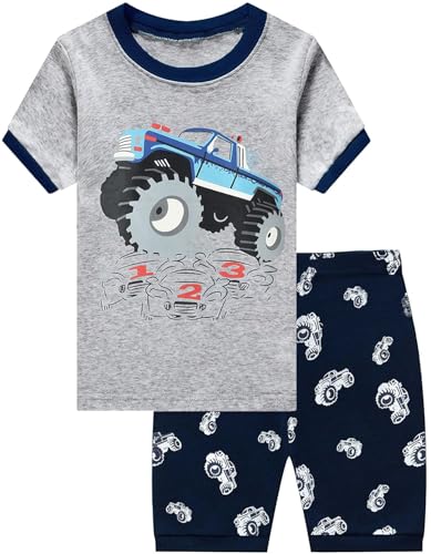 DHASIUE Boys Pyjamas Monster Truck Short Set Cotton Jammies Kids Pjs Sleepwear Toddler Clothes 7 Years