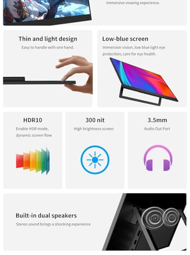 Image of cjc 15.6 inch FHD Portable Touch Screen Monitor with Kickstand - USB C HDMI External Travel Display for Laptop, Phone, Gaming Console, Second Screen (15.6 inch 60Hz)