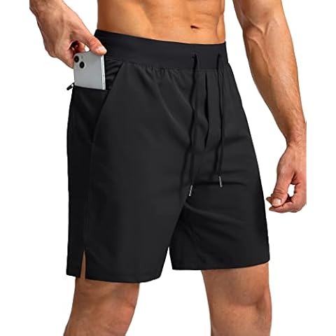 Soothfeel Men's Running Shorts with Zipper Pockets 7 Inch Cover