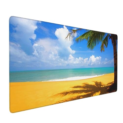 Grand tapis de souris décor de plage d'été pour un bureau gamer lumineux et exotique