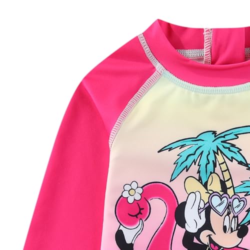 Disney Minnie Mouse Girls UPF 50+ One Piece Long Sleeve Rash Guard Bathing Suit for Toddler and Big Kids2