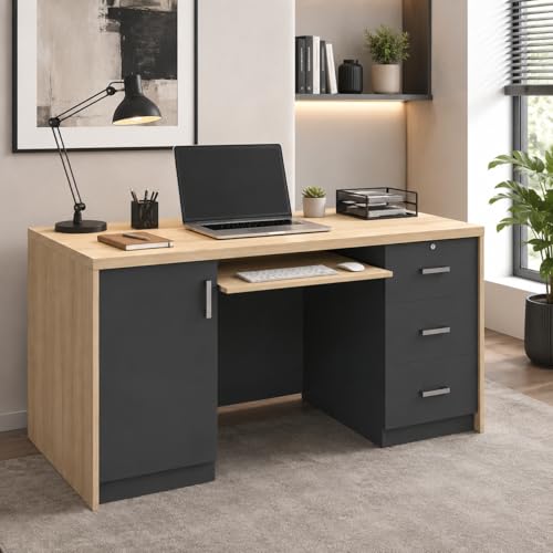 Office Table 455 – 2.5 X 5 Ft R5 Grey Executive Office Desk with ...