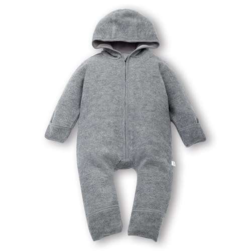 Petinard Label® Baby Wollfleech-Overall Wollwalk aus Merino Schurwolle mit Reißverschluss für Kleinkind und Baby | Babyoverall für kalte Tage (DE/NL/SE/PL, Numerisch, 50, 56, Grau)