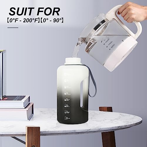 Image of GEMFUL 74oz Gym Water Bottle Sport Jug with Handle (White /Black No Straw) | Bpa-free, Leak-proof, Time Marker To Track Daily Intake, Secure Handle & Strap, Easy-Clean, for Gym /Hiking /Travel Daily Use