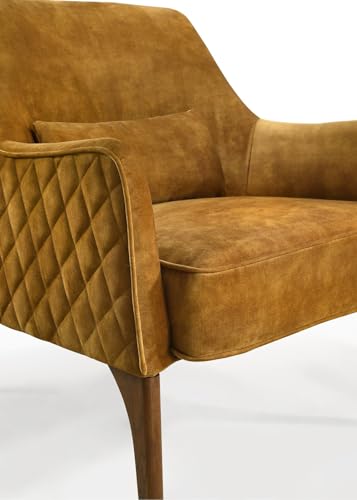 Image of Lakdi The Furniture Co. Modern Home & Living Room Lounge Chair Furniture |Velvet Upholstered Lounge Accent Chair | Internal Structure Made in Solid Wood |Teak Wood Base|- (151851280)