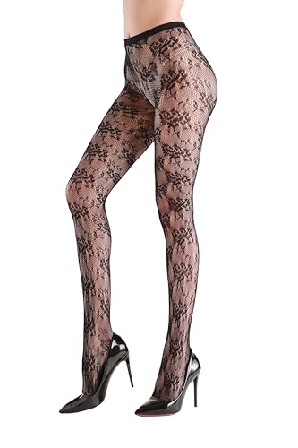 Image of TBFT Guling one pair sexy black or hot pink stockings pantyhose fishnet tights lace leggings for women Christmas rose pattern