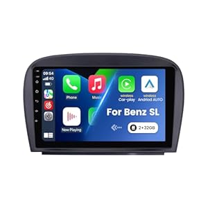 FELLOSTAR Car Radio for Mercedes Benz SL R230 SL350 SL500 SL55 SL600 SL65 2001-2007 Stereo Upgrade 9″ QLED Screen with Carplay and Android Auto Head Unit GPS Navigation (8-Core 2+32G)