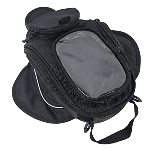 GRIRIW Magnetic Motorcycle Carrier Bag Storage Organizer for Long Rides Fits Phone Durable Material Multiple Compartments Easy Magnetic Fixing Black