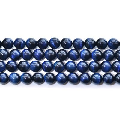 Rui LongExcellent Red Yellow Gold Blue Green Rose Multi Tiger Eye Stone Beads Natural Stone Loose Beads for Jewelry Making 6MM 8MM 10MM 12MM by (6MM, Blue)