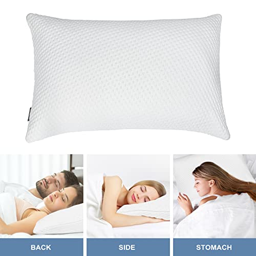 Molblly Standard Pillows Shredded Memory Foam Cooling Bed Pillows Set Of 2 Pack Standard Size Pillows 20 X 26 In,Adjustable Loft Washable The Pillow For Side Back Stomach Sleeper Pillows For Sleeping #TOP7