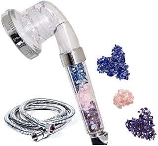 Crystal Healing Hydrotherapy Chakra Mineralization 3 Modes Ionic Shower Head with 1.5M Shower 5 Way Filter Anti limescale