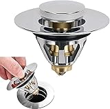 Universeller POP UP Ventil Stöpsel Ablauffilter, Ablaufgarnitur Waschbecken Bounce Abflussstopfen, Bounce Drain Filter Sink Drain Plug Stopper mit Korb für Waschbecken, Badewanne Küche (35mm)