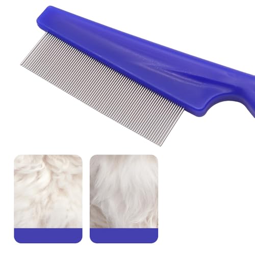 Image of Pet Flea Lice Comb Grooming Kit, 4 Pieces, Dense Toothed Comb for Lice and Fleas Removal, Dematting Tool for Small, Medium & Large Pets,Blue