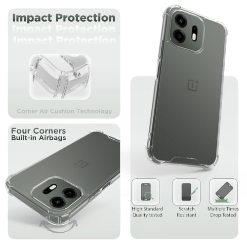Image of RIGGEAR Shockproof Clear Hybrid Airbag Armor Back Cover Case Compatible with OnePlus N6 5G (Transparent PC and TPU Bumper)