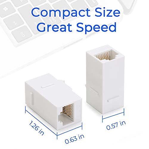 Rapink Rj45 Coupler Inline Adapter Keystone, Female To Female Network Connector 5 Pack For Ethernet Cat6/Cat5E/Cat5 Cable Extender With Gold Plated White #TOP4