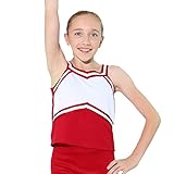 Danzcue Girls Sweetheart Cheerleaders Uniform Shell Top, Scarlet-White, Small