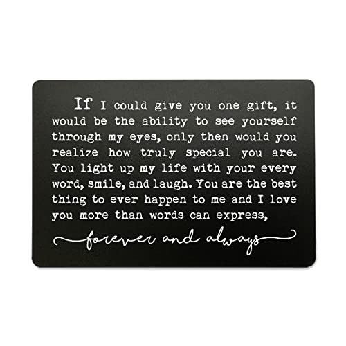 Engraved Wallet Card Gift, Anniversary Gift, Husband Gift from Wife, Anniversary Gift for Husband, Wallet Insert Card, Gifts for Him, Husband Birthday Gift, Boyfriend Gift (Black)