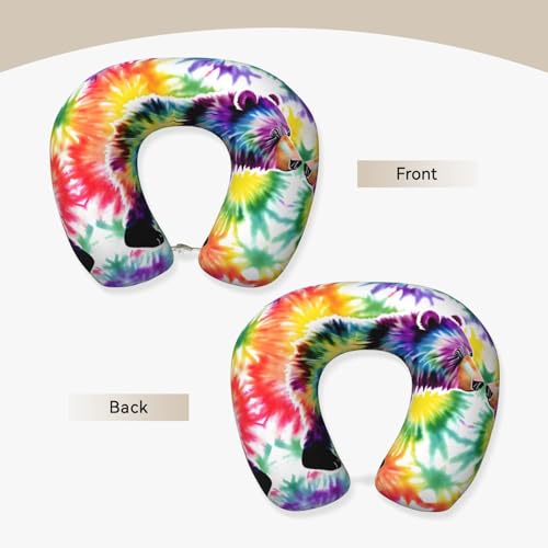 Almohada para viaje con diseño oso tie dye y soporte cuello miniatura 3