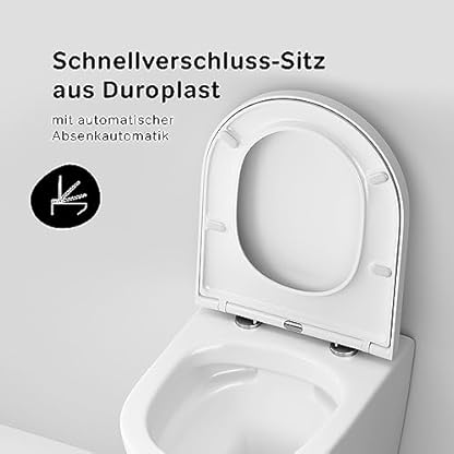 AM.PM Spülrandloses WC mit Softclose Toilettensitz, Toilette für Gäste-WC, Hänge-WC CNA1700SC Flash FlashClean aus Keramik, Wand-WC, 390mm kurz, Weiß – Bild 7