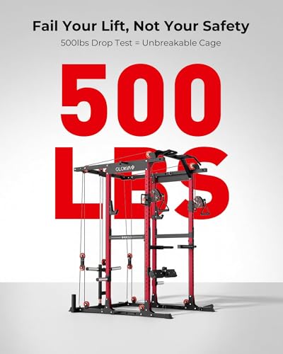 Image of Mikolo K6 2.0 Power Cage, Power Rack with Cable Crossover System, 2000LBS Squat Rack with LAT Pull Down System, Functional Trainer with Aluminum Pulley System for Home Gym