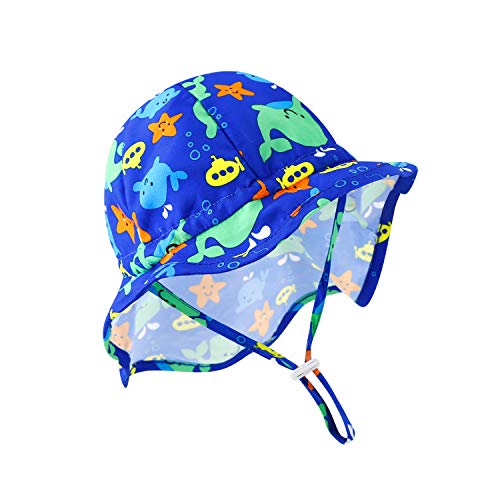 Cotton Animal Baby Bucket Toddler Sun Hats UPF 50+ Summer Hats Sun Protection for Kids Baby Toddlers Infants Girls/Boys (Blue2, 12-24M)
